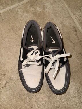 Nike Women’s Two-Tone Canvas Boat Shoes in Black and White